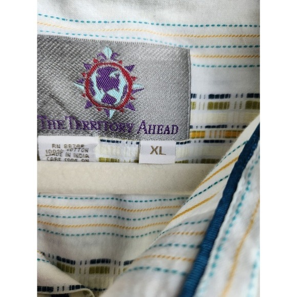 The Territory Ahead Mens Button Front Shirt Sz XL Geometric Western print cotton - Picture 6 of 10